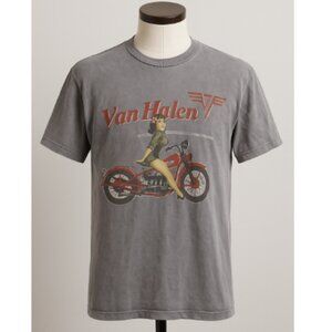 Van Halen Women’s Vintage Motorcycle Pin-Up Graphic Tee Gray Size Medium